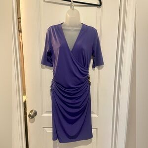 JLO Purple Tiger embellishment Faux Wrap Dress